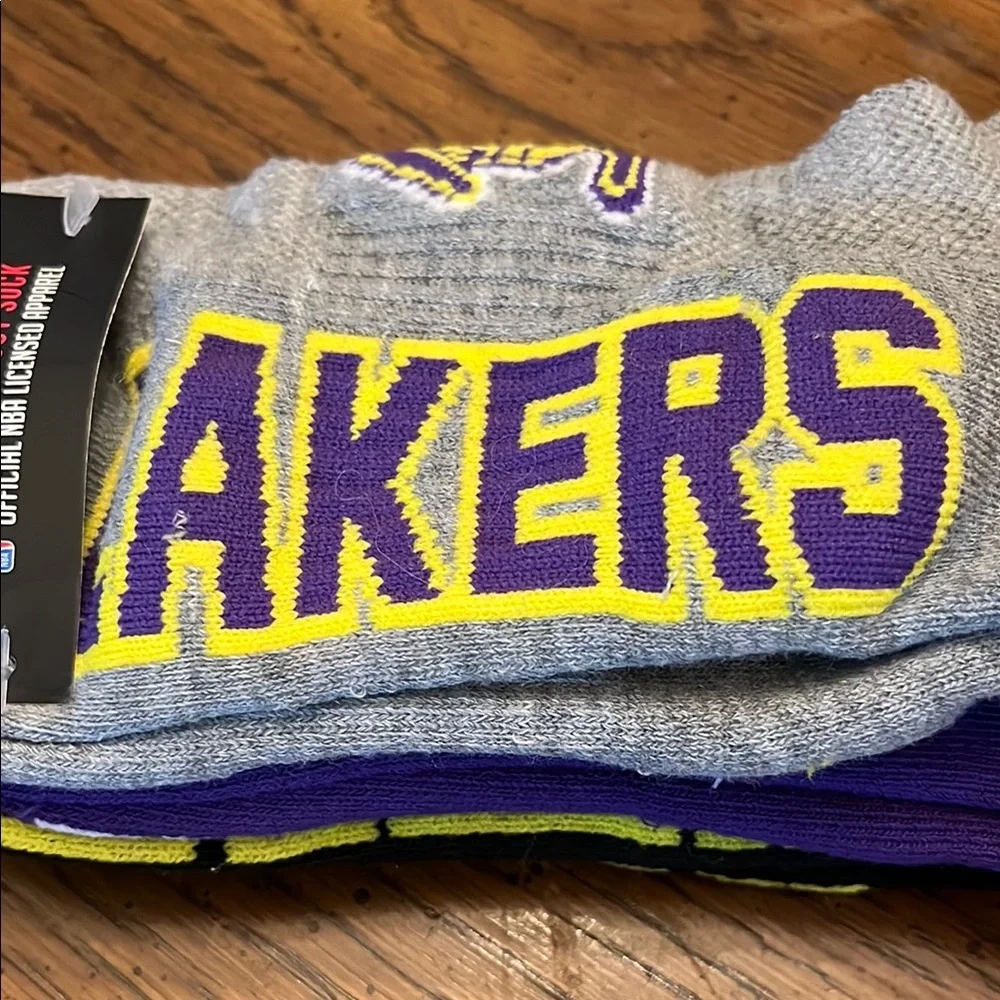 NBA men’s low cut‎ Laker socks, 3 pair, NWT